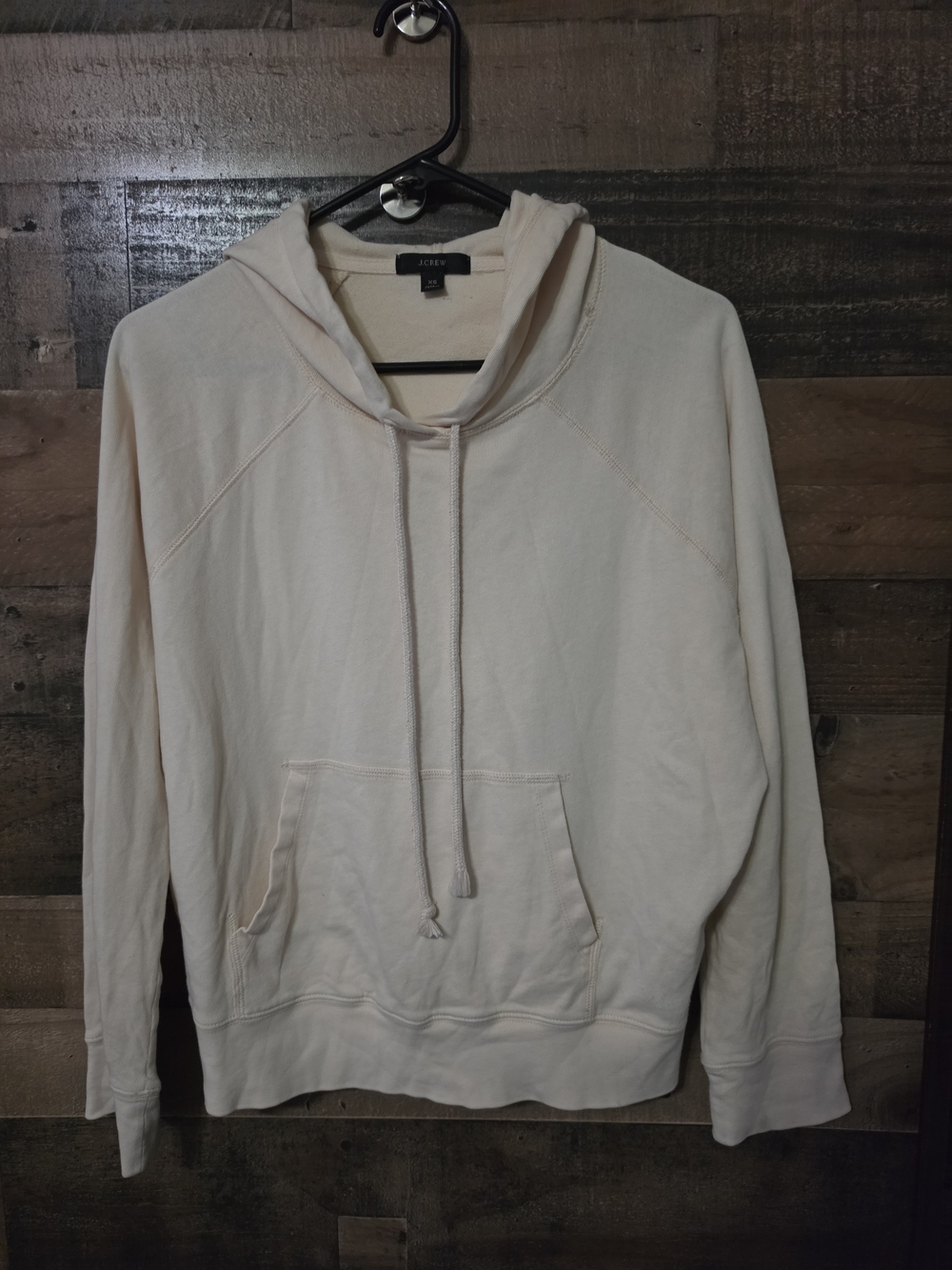 J. Crew Women's Cream Drawstring Hooded Pullover